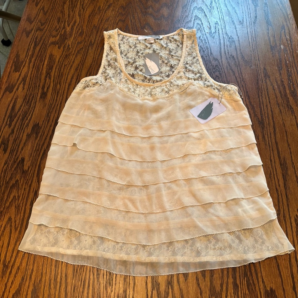 Forever 21 Tan Tiered Sleeveless Tank Top NWT‎